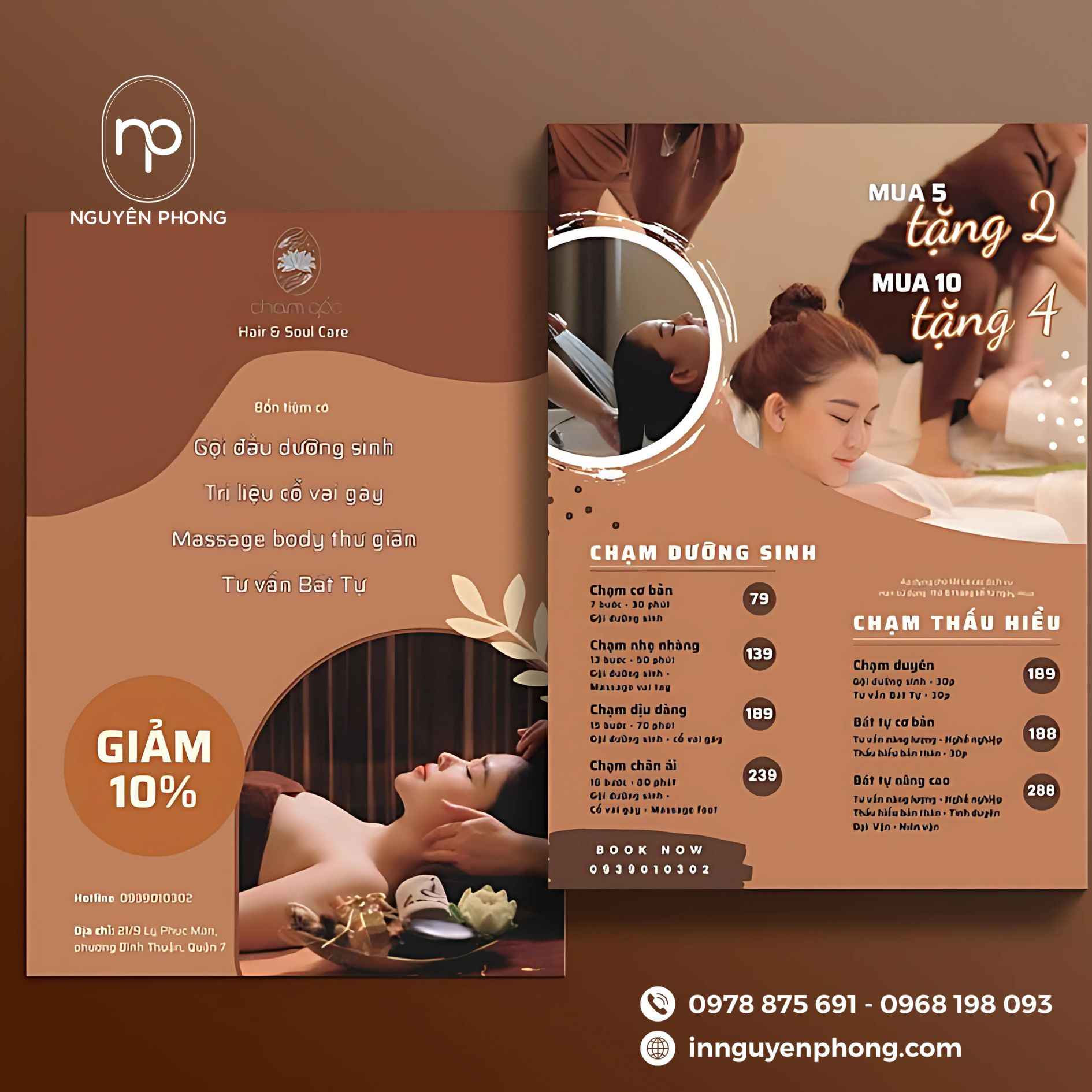 In logo spa trên tờ rơi